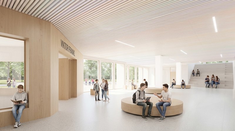 Visualisierung des neuen Bildungscampus Hubertusstraße