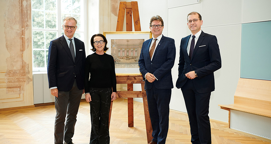 MedUni-Wien-Rektor Markus Müller, Josephinum-Direktorin Christiane Druml, Wissenschaftsminister Martin Polaschek und BIG CEO Hans-Peter Weiss